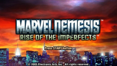 Marvel Nemesis Rise of the Imperfects title screen for PSP